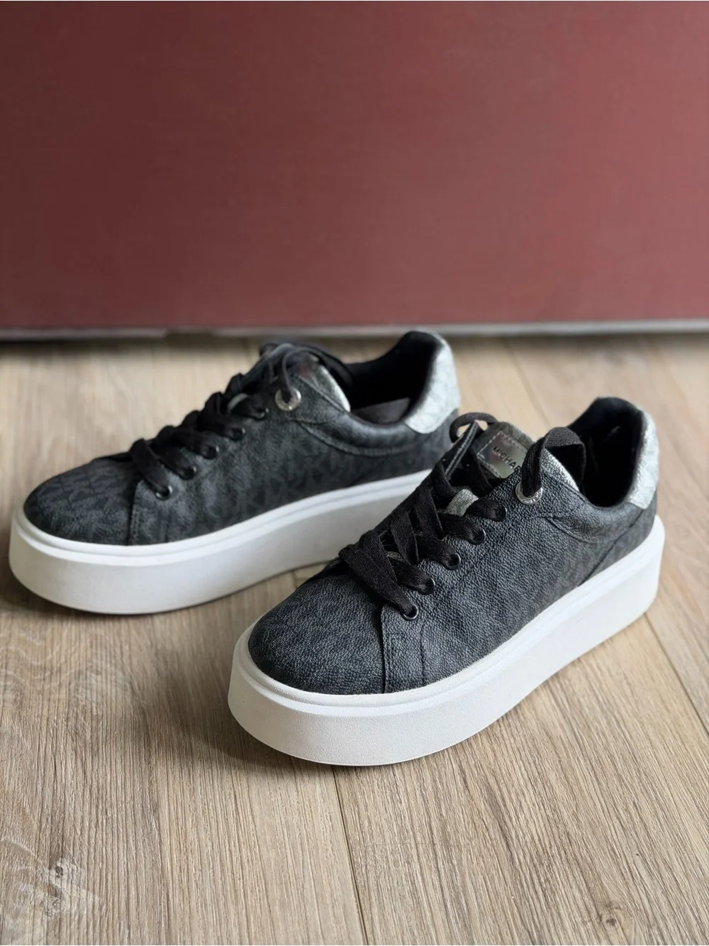 Michael Kors Gray Platform Logo-Print Sneakers